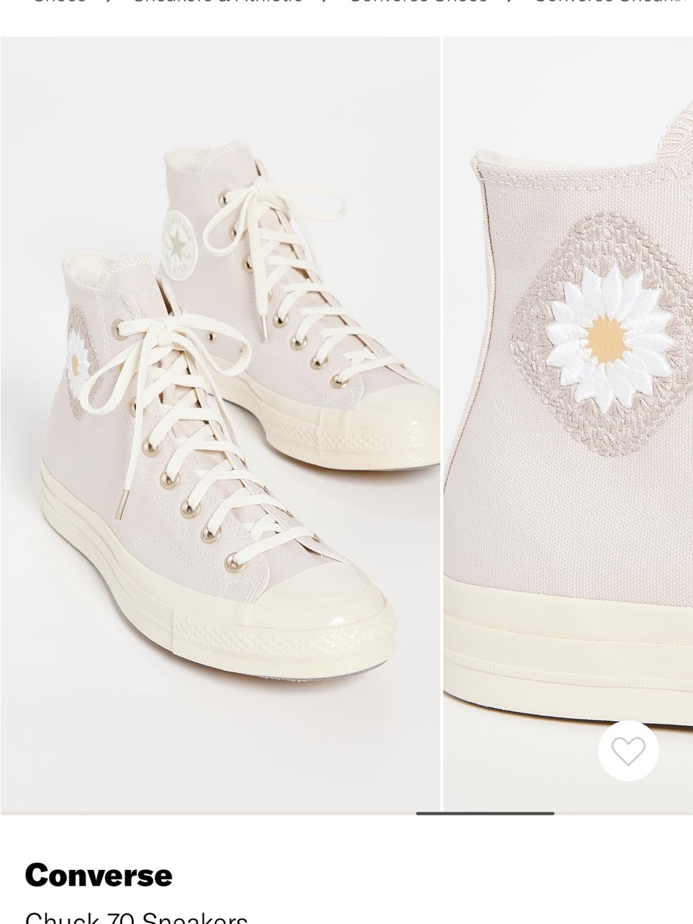 Converse Chuck 70 High Top Sneakers in Pale Pink with Daisy Patch BRAND NEW